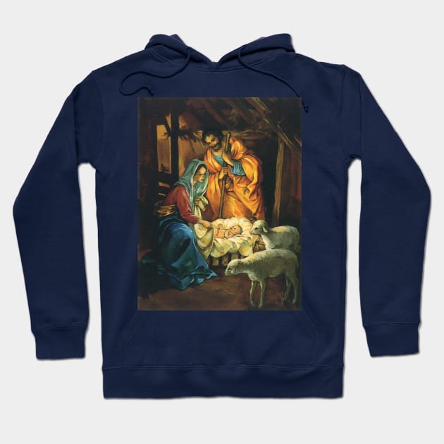 Vintage Christmas Nativity Scene Hoodie by MasterpieceCafe